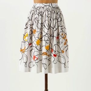 Anthropologie Maeve Pleated Swirl Skirt